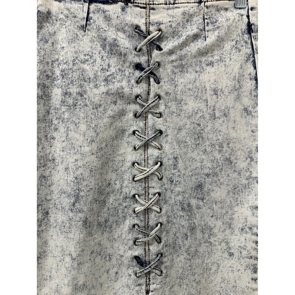 Roma Studio Womens Acid Wash Lace Up Corset Pencil Skirt Blue Size M - Picture 2 of 7